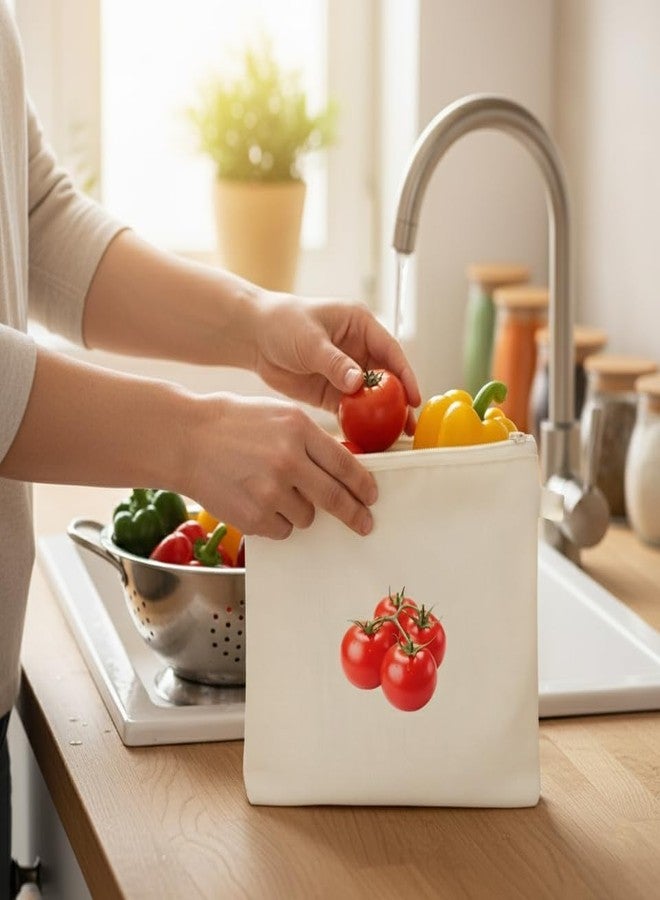 AERROW QUICK أكياس خضراوات قطنية قابلة لإعادة الاستخدام بنسبة 100% من AERROWQUICK - أكياس خضراوات عضوية قابلة للغسل - منظم خضراوات قماشي صديق للبيئة وخالٍ من البلاستيك | 12 × 12 بوصة | عبوة من 10 أكياس - Image 5